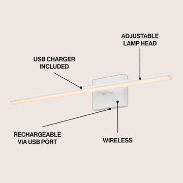 Santino 28" Modern Minimalist Swivel Integrated Dimmable LED Rechargeable Picture Light with Touch Sensor - JONATHAN Y